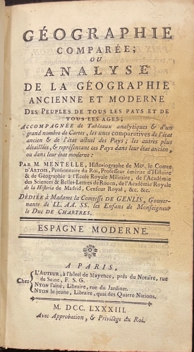 Portada de Geographie Compar�e. Espagne Moderne - Edme Mentelle