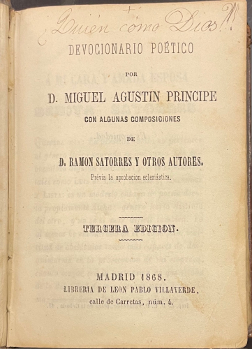 Portada de Devocionario Po�tico  - Miguel Agust�n Principe. Ram�n Satorres 