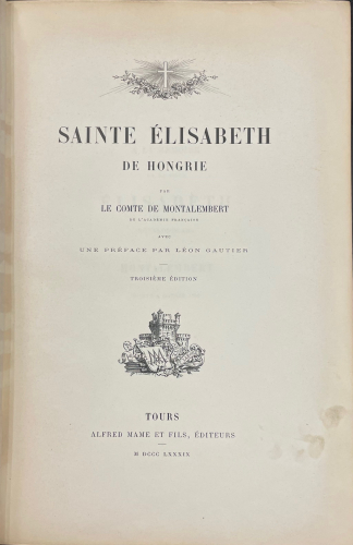 Portada de Sainte Elisabeth de Hongrie - Le Comte de Montalembert