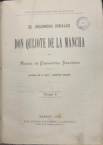 Portada de El Ingenioso Hidalgo Don Quijote de la Mancha - Miguel de Cervantes Saavedra