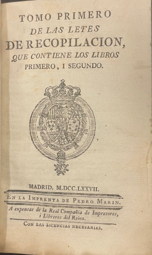Portada de Leyes de Recopilaci�n