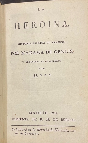 Portada de La Heroina - Madame de Genlis