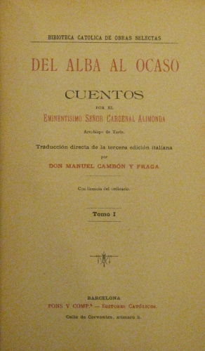 Portada de Del Alba al Ocaso. Cuentos.  - Cardenal Alimonda