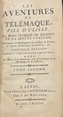 Portada de Les Aventures De T�lemaque Fils D�Ulisse. Tome Second - Fran�ois De Salignac De La Motte Fenelon