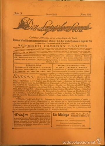 Portada de Don Lope De Sosa. Cr�nica Mensual De La Provincia De Ja�n. De 1913 a 1930 M�s El �ndice General De 1974