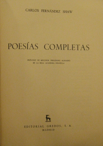 Portada de Poes�as Completas - Carlos Fern�ndez Shaw
