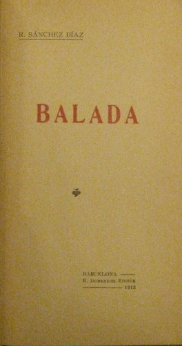Portada de Balada. - R. S�nchez D�az