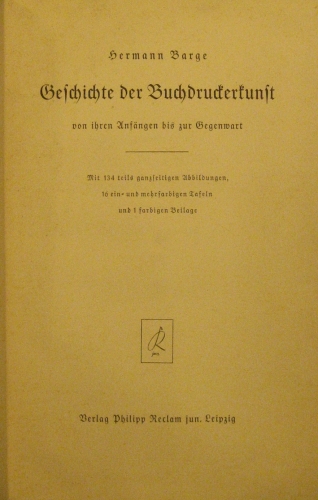 Portada de Geschichte Der Buchdruckerkunst - Hermann Barge