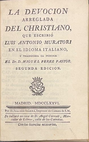 Portada de La Devoci�n Arreglada Del Christiano - Luis Antonio Muratori