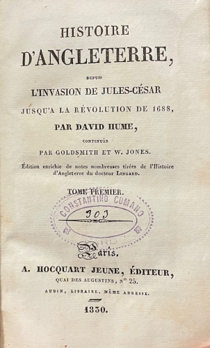 Portada de Histoire D' Angleterre - David Hume