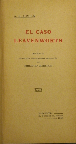 Portada de El Caso Leavenworth. - A.K. Green