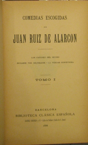 Portada de Comedias Escogidas - Juan Ruiz de Alarc�n