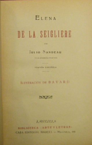 Portada de Elena De La Seigliere - Julio Sandeau
