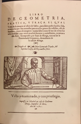 Portada de Libro De Geometria Practica y Traza El Cual Trata De Lo Tocante al Oficio De Sastre.  - Juan de Alcega