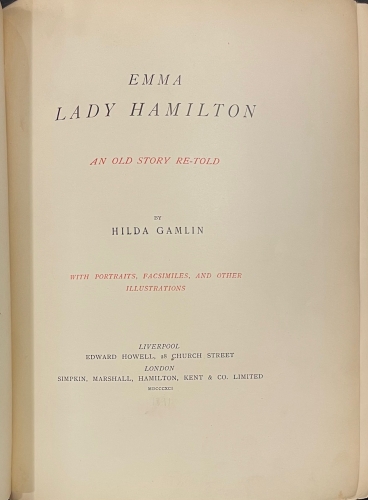 Portada de Emma Lady Hamilton. An Old Story Re-told. - Hilda Gamlin