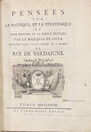 Portada de Pens�es Sur La Tactique, et La Strat�gique Ou Vrais Principes De La Science Militaire  - Marquis De Silva