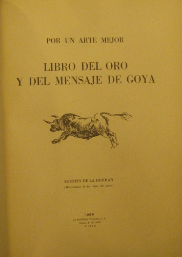 Portada de Libro del Oro y del mensaje de Goya - Agustin de la Herranz