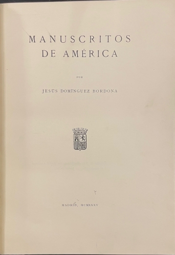 Portada de Manuscritos De Am�rica - Jes�s Dom�nguez Bordona