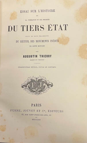 Portada de Essai Sur L' Histoire De La Formation et Des Progr�s Du Tiers �tat Suivi De Deux Fragments Du Recueil Des Monuments In�dits De Cette Histoire - Augustin Thierry
