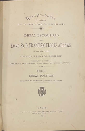Portada de Obras Escogidas: Obras Poeticas.  - Francisco Flores Arenas