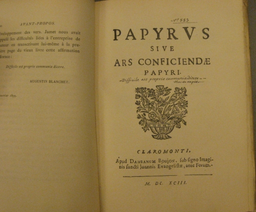 Portada de Papyrus Sive Ars Conficiendae Papyri. Le Papier Ou L'Art De Fabriquer Le Papier - J. Imberdis