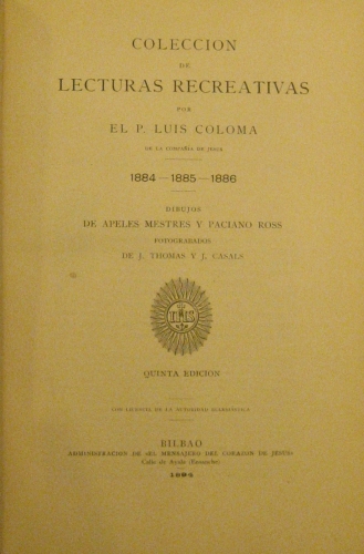 Portada de Lecturas Recreativas. 1884-1885-1886 - Luis Coloma