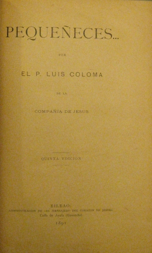 Portada de Peque�eces.... - Luis Coloma