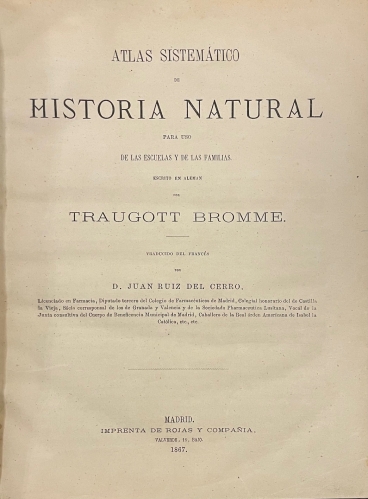 Portada de Atlas Sistem�tico De Historia Natural Para Uso De Las Escuelas y De Las Familias - Traugott Bromme