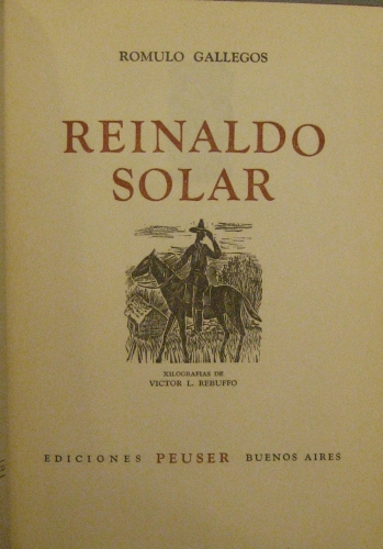 Portada de Reinaldo Solar - Romulo Gallegos