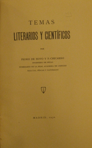 Portada de Temas literarios y cientificos.  - Pedro de Novo y F. Chicarro