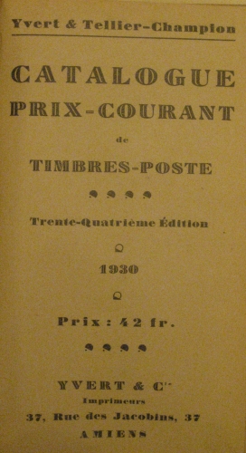 Portada de Catalogue Prix-Courant de Timbres Poste. Yvert y Tellier Champion