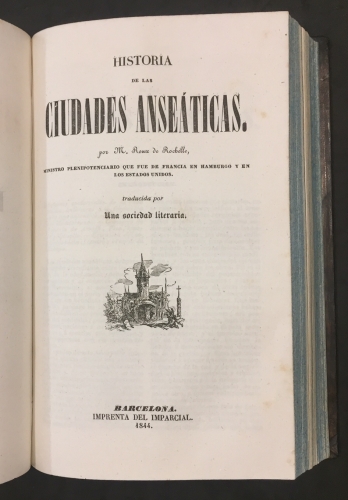 Portada de Historia de Dinamarca. /Historia de las Ciudades Anse�ticas - M.J.B. Eyries / Roux de Rochelle