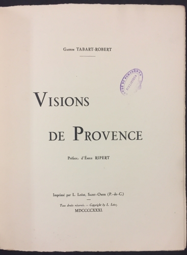 Portada de Visions de Provence - Gaston Tabart-Robert