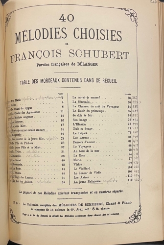 Portada de Der Freisch�tz. Il Franco Cacciatore. Opera romantica in tre atti. / Schirmer's Library of Musical Classics- Anthology of Italian Song/ 40 M�lodies choisies de Fran�ois Schubert.  - C. M. Weber. Schimer. Fran�ois Schubert