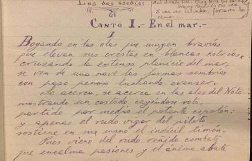 Portada de Cuaderno de Versos Originales manuscritos - Ignacio Mendizabal de la Puente