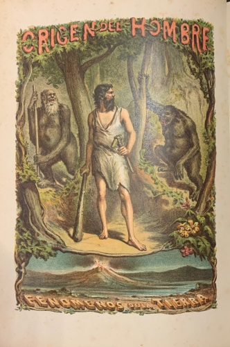Portada de El Mundo antes de la Creaci�n del Hombre. El Hombre y el Animal - Figuier y Zimmermann. Arturo Mangin