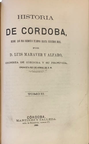 Portada de Historia de Cordoba - Luis Maraver y Alfaro