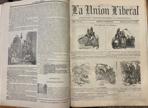 Portada de La Uni�n Liberal. Periodico Cr�tico-Pol�tico e Industrial. Valparaiso, Chile. A�o 1862