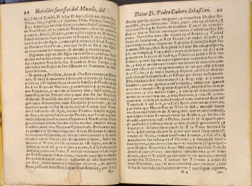 Portada de Descripci�n General del Mundo y Notables Sucesos que han Sucedido en el. Con la Armonia de sus Tiempos, Ritos, Ceremonias, Costumbres y Trages de sus Naciones y Varones ilsutres que en �l ha avido - Pedro Cubero Sebastian