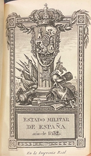 Portada de Calendario Manual y Guia de Forasteros en Madrid para el a�o de 1832. Estado Militar de Espa�a a�o de 1832
