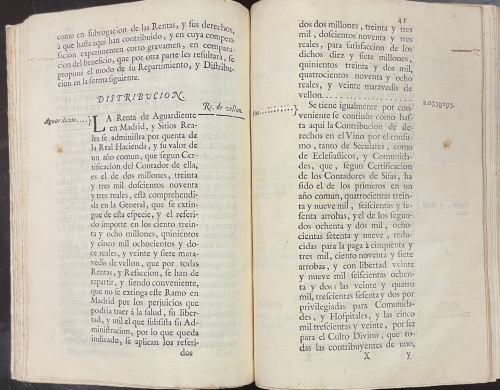Portada de Reales Decretos de Su Magestad, para la Extincion de las Rentas Provinciales y otros Ramos de las Veinte y Dos Provincias de los Reynos de Castilla y Le�n y subrogacion de su importe en una sola contribuci�n. Instrucci�n y Reglas..Y Breve de Su Santidad