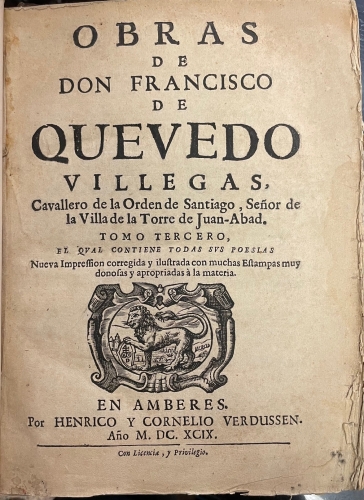 Portada de Obras de Don Francisco de Quevedo Villegas - Francisco de Quevedo Villegas