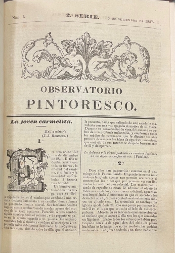 Portada de Observatorio Pintoresco. 1� serie 17 numeros, 2� serie 12 n�. Completo. - Director Basilio Sebastian Castellano