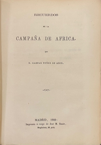Portada de Recuerdos De La Campa�a De �frica - Gaspar Nu�ez De Arce