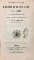 Portada de libro Notions Generales D�Historie et de Geographie Anciennes