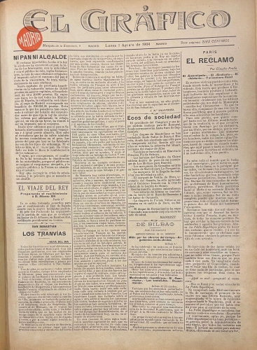 Portada de El Gr�fico, (Periodico diario). Del Lunes 1 De Agosto De 1904 al 31 De Agosto De 1904