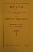 Portada de libro Estudio de los antecedentes, documentos y bases para las ordenanzas o...