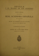 Portada de libro Sevilla y el Teatro de los Quintero. Discurso leido ante La Real...