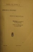 Portada de libro Canal de Isabel II, Memorias, Informes y documentos Relativos  La...