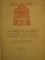 Portada de libro Un aspecto de la labor cultural del Ayuntamiento de Madrid